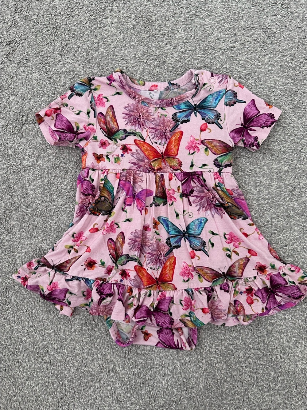 Posh Peanut Pink Butterfly Ruffle Hem Dress